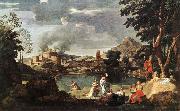 Nicolas Poussin Landscape with Orpheus and Euridice France oil painting artist
